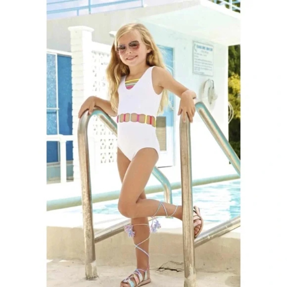 New With Tags Kids Little Peixoto One Piece Swimsuit *8 White